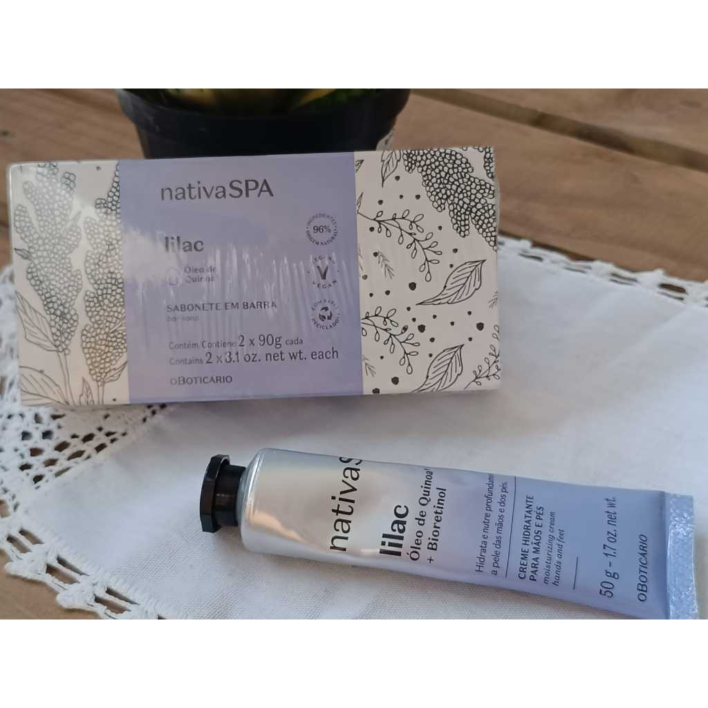 Kit Nativa SPA Lilac creme de mãos e pés + caixa c/2 sabonetes| O Boticário