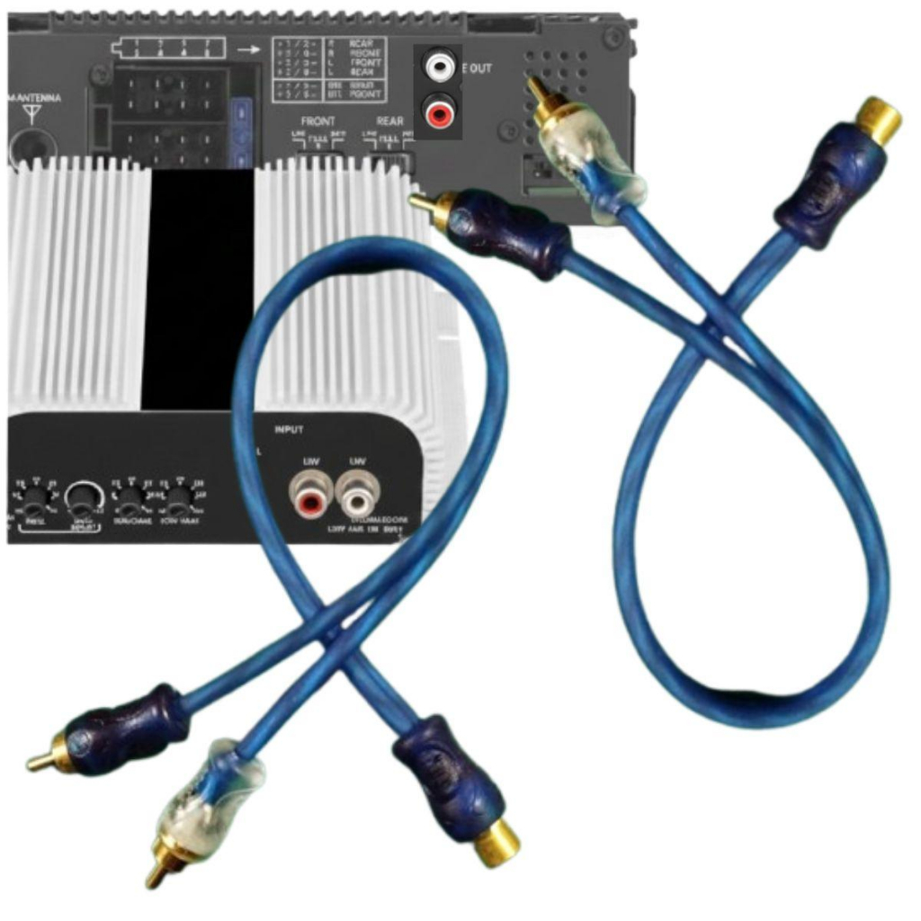 Kit 2 Cabo Rca Y 2 Macho 1 Femea Para Modulo Amplificador Som Automotivo