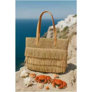 BOLSA DE PALHA FRANJA em Oferta na Shopee