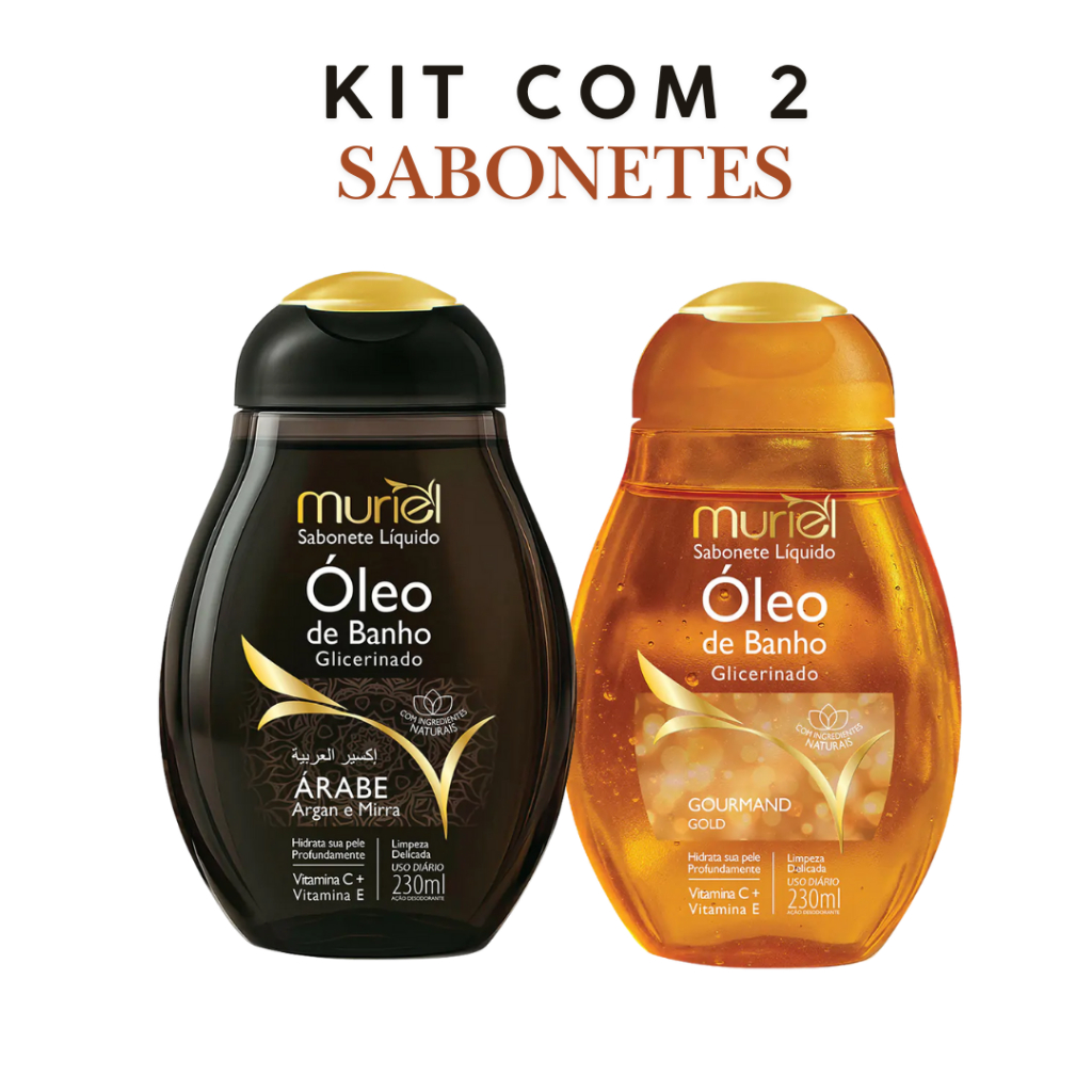 Kit Muriel 2 sabonetes liqudos – Óleo de Banho Glicerinado com Colágeno 230ml