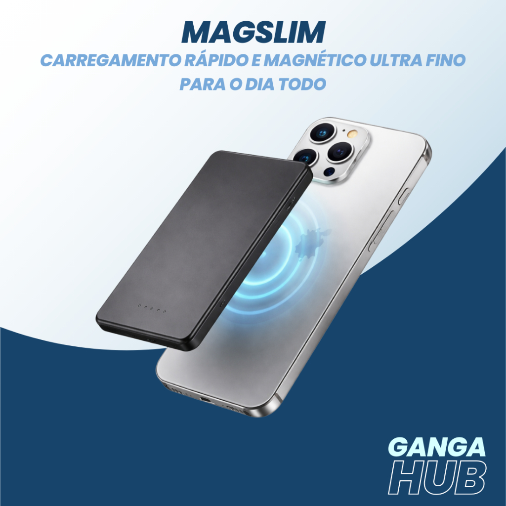 Carregador Portátil Magnético MagSafe 5000mAh Ultra Fino USB-C
