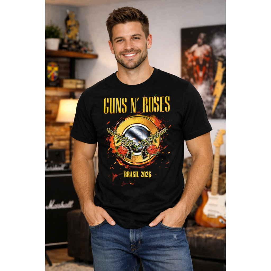 Camiseta Blusa Guns n roses 2026 100% Algodão 0196
