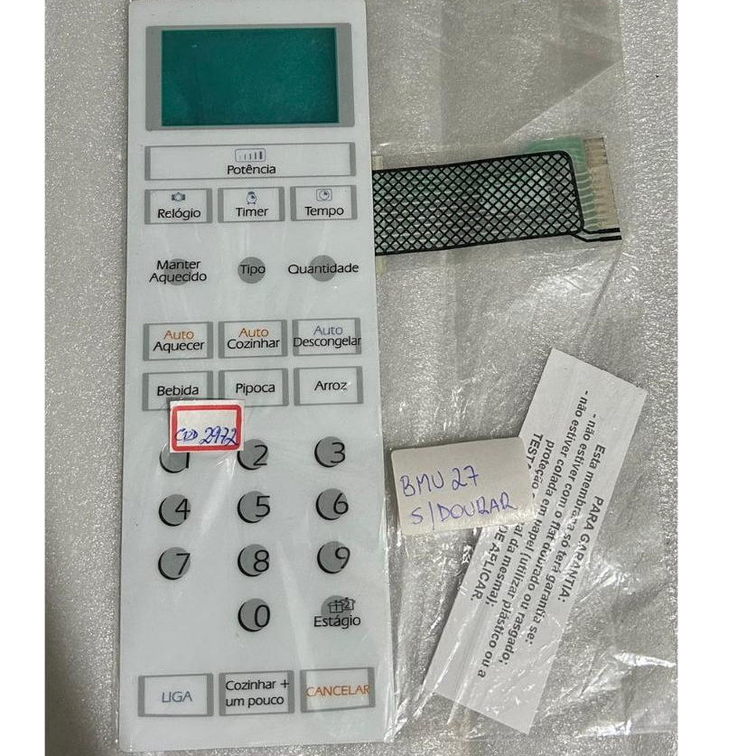 Membrana Teclado microondas Brastemp BMU27 ( SEM DOURAR )