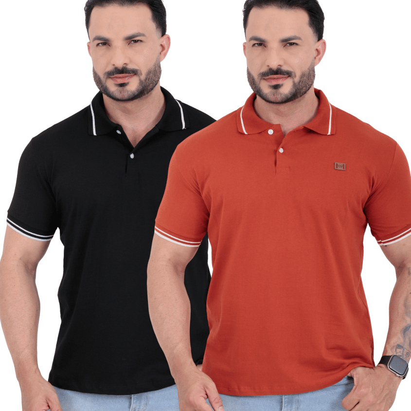 Kit 2 Camiseta Gola Polo Masculina 100% Algodão Cores Basicas Coloridas Camisa Para Homem em Oferta na Shopee