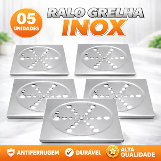 Kit 5 Ralo Grelha Quadrado 9,5x9,5cm Inox Abre Fecha Rotativo Acessórios para Banheiro Veda Cheiro em Oferta na Shopee