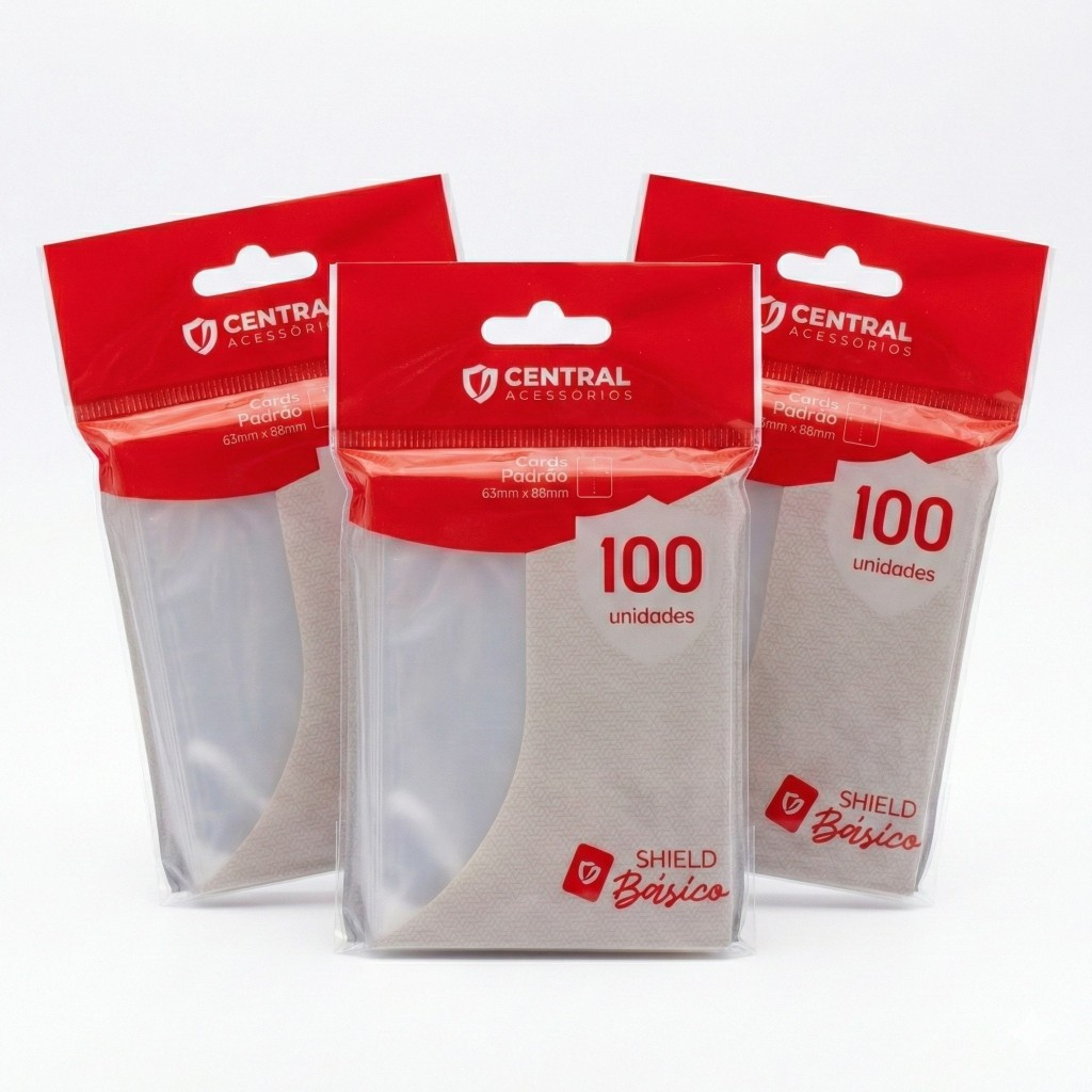 Kit 3 Sleeves Central Shield Básico Pokémon, Magic, Photocard, One Piece, Exploding Kittens