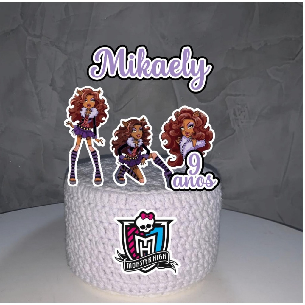 Topo de Bolo - Topper de Bolo Personalizado Aniversário Mesversario Clawdeen Wolf Monster High