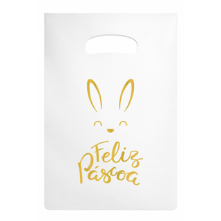 Sacolas Plástica 20X30 (50UN) - Frase Feliz Páscoa em Oferta na Shopee