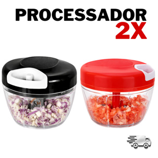 Processador Manual de Alimento 500ml com 3 Lâminas Inox Triturador Prático Multifunção em Oferta na Shopee