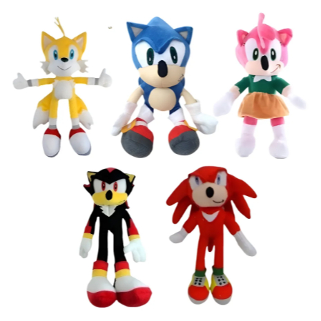 Pelúcia Sonic Kit 5 Bonecos 28cm - Turma Do Sonic
