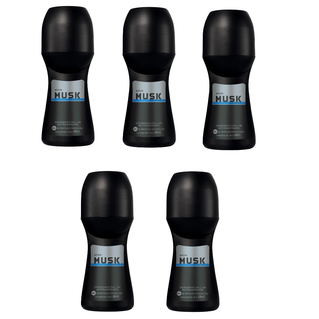 Avon Musk Marine Desodorante Roll-On 50ml kit c/5
