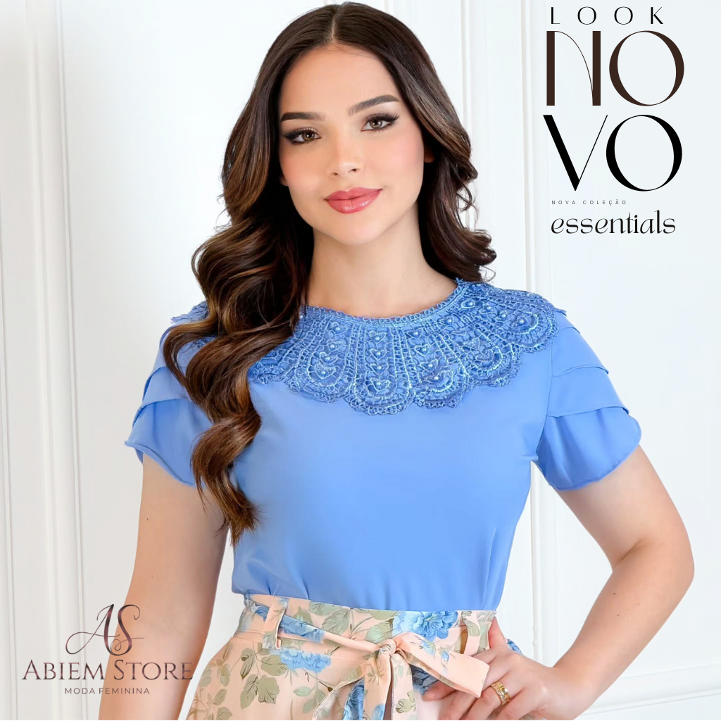 Cheque Moda Feminina Blusa Blusinha Elegante Casual Manga Curta Renda Social Estilosa Evangélica