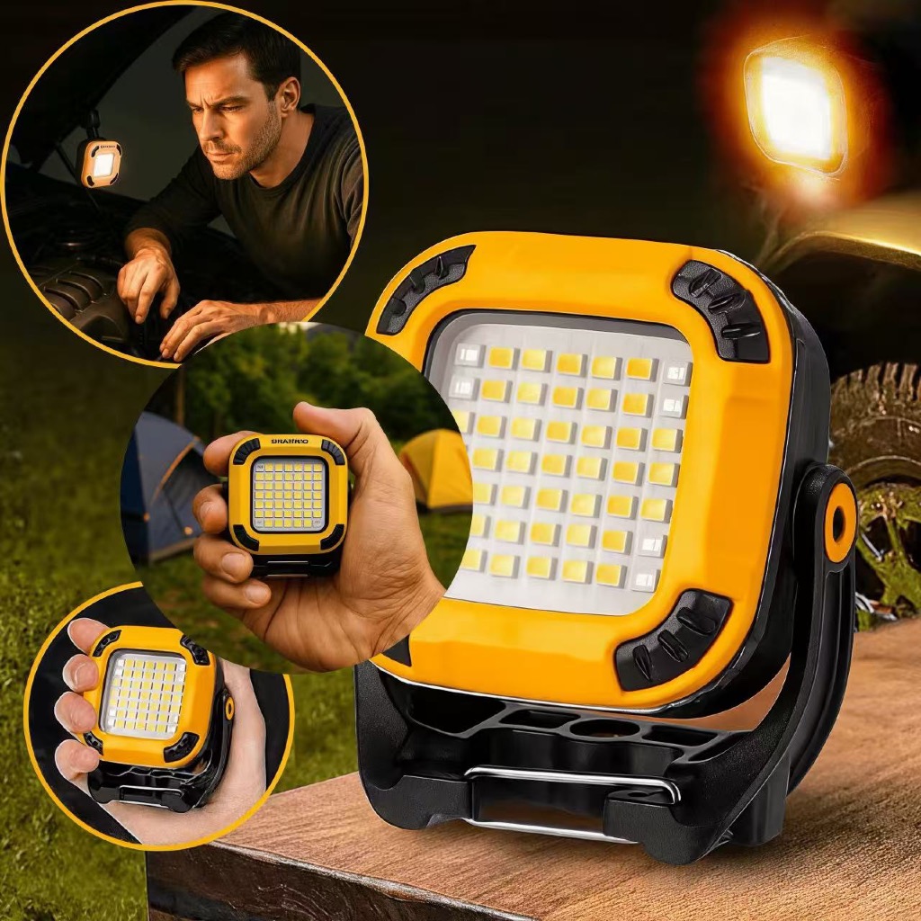 Lanterna Lampião Refletor Lâmpada Led Camping Luz Trabalho Portátil Magnética Mecânico Elétrico Bateria Recarregável
