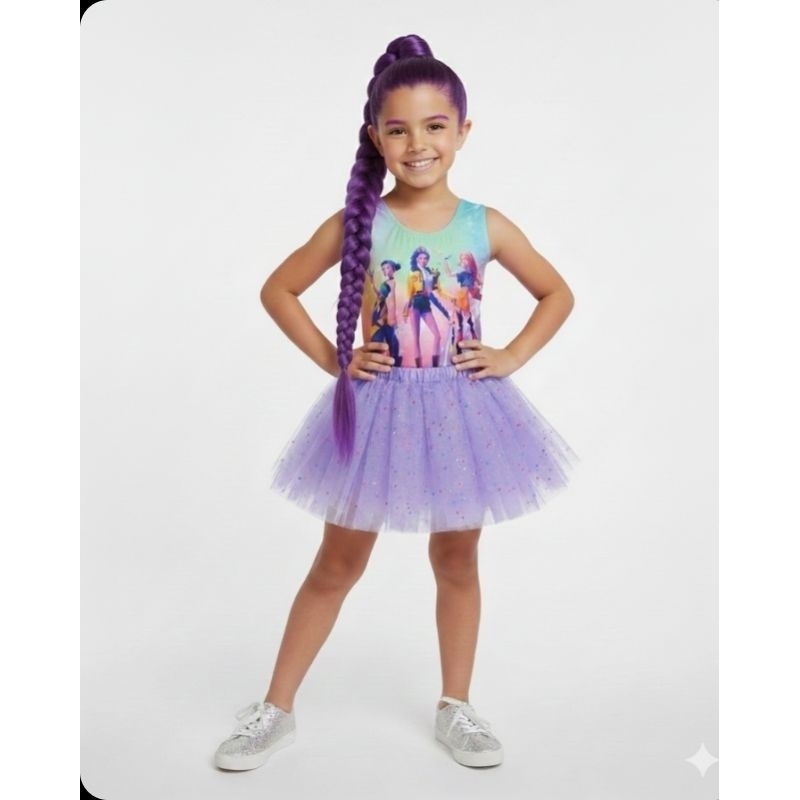 Fantasia Infantil Huntrix Guerreiras do K-Pop  Tule Moda Kpop Menina em Oferta na Shopee