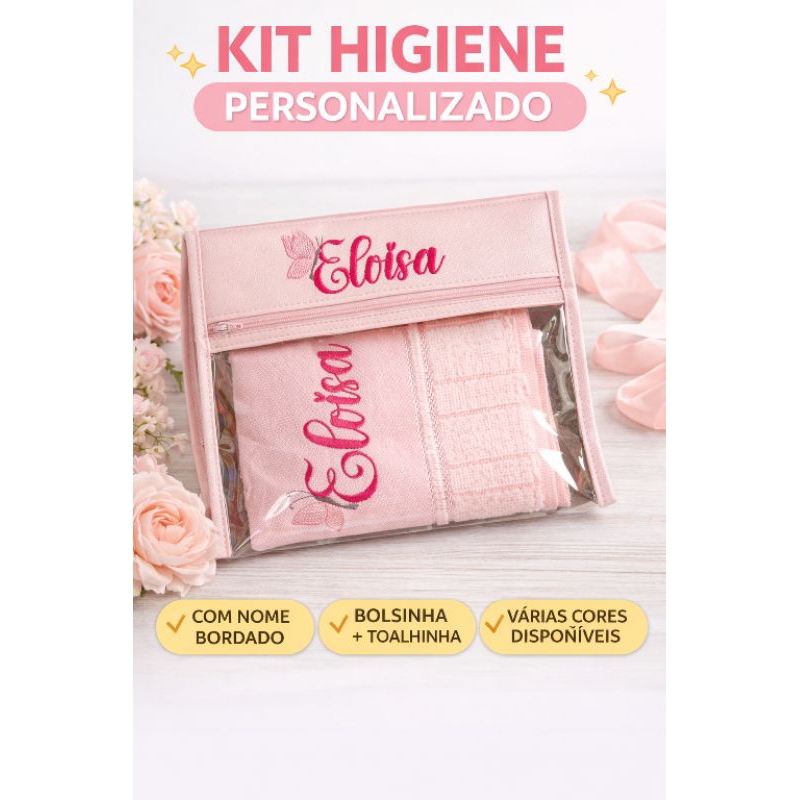 Kit Higiene Bucal Personalizado com Nome | Bolsinha Porta Escova + Toalhinha | Ideal Escola, Creche e Viagem em Oferta na Shopee