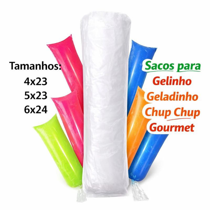 Saco Saquinho para Geladinho Gourmet Gelinho  Sacolé Chup Chuo Saco Talher - Preço atacado Revenda em Oferta na Shopee