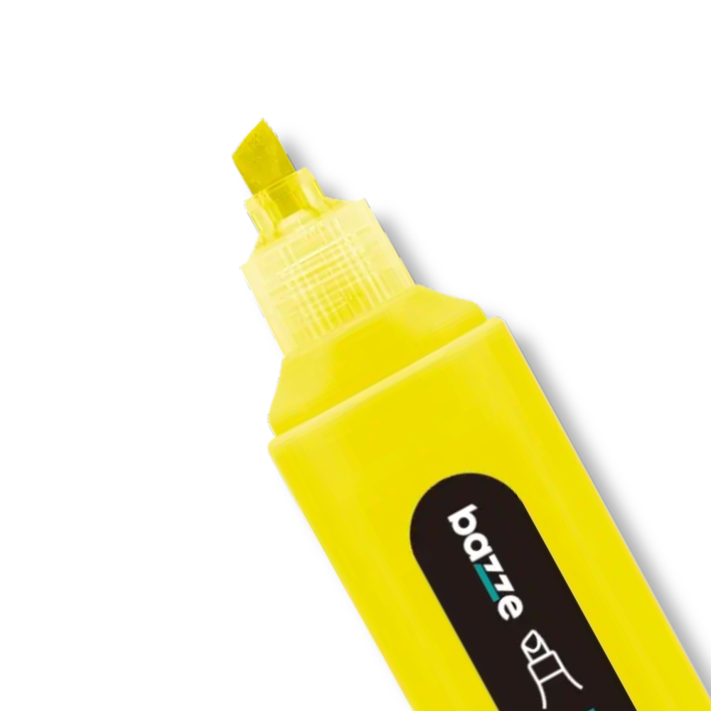 Kit 3 Marca-Texto Flat Neon Amarelo Bazze | Ponta Chanfrada