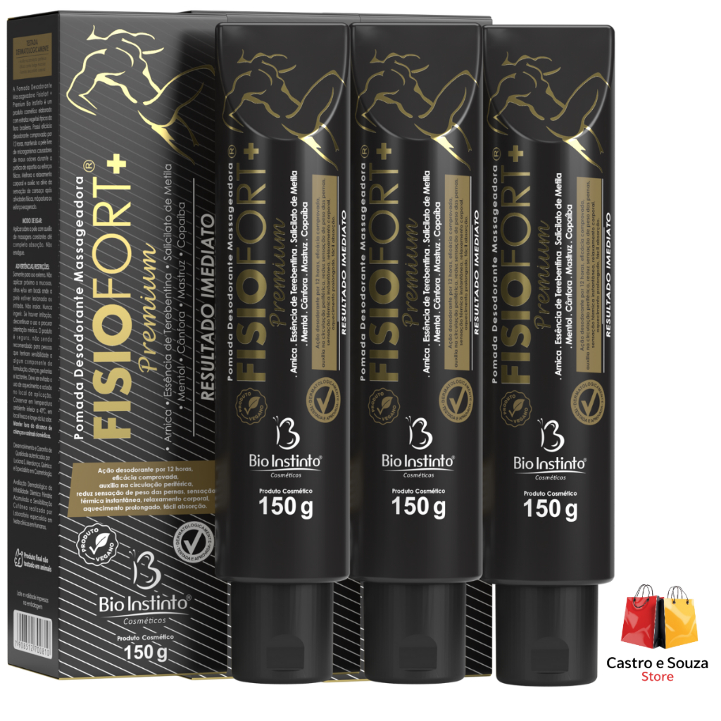 Pomadas FisioFort Premium Massageadora Bio Instinto 150g - Kit com 1/3/6 unidades Pomadas FisioFort Premium Massageadora Bio Instinto 150g - Kit com 1/3/6 unidades