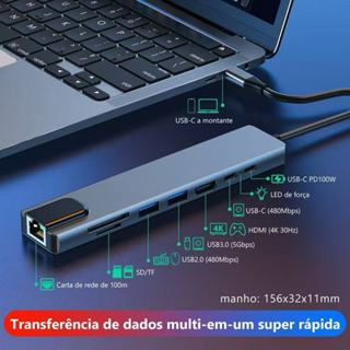 Adaptador Hub Tipo C 7 Em 1/8 Em 1/ 8 Em 2  Hdmi Micro Sd Tf M1 4k Usb 3.0 Para computador todo tipo em Oferta na Shopee