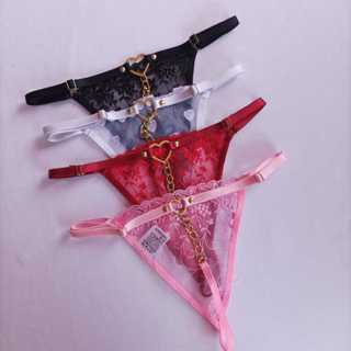 Calcinha Fio Dental Detalhe Romantico Coraçao com corrente dourada em Oferta na Shopee
