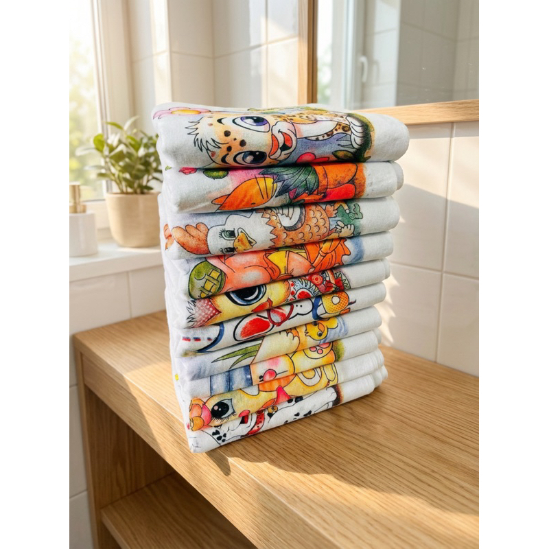 Pano De Prato Estampado Bainha Kit Com 10 Peças Sortidos