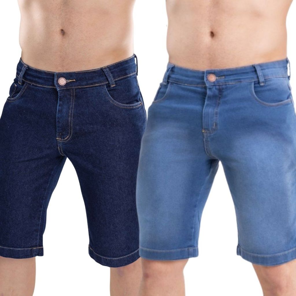 Kit 2 Bermuda Jeans Masculina com Elastano lycra Modelagem Confortável