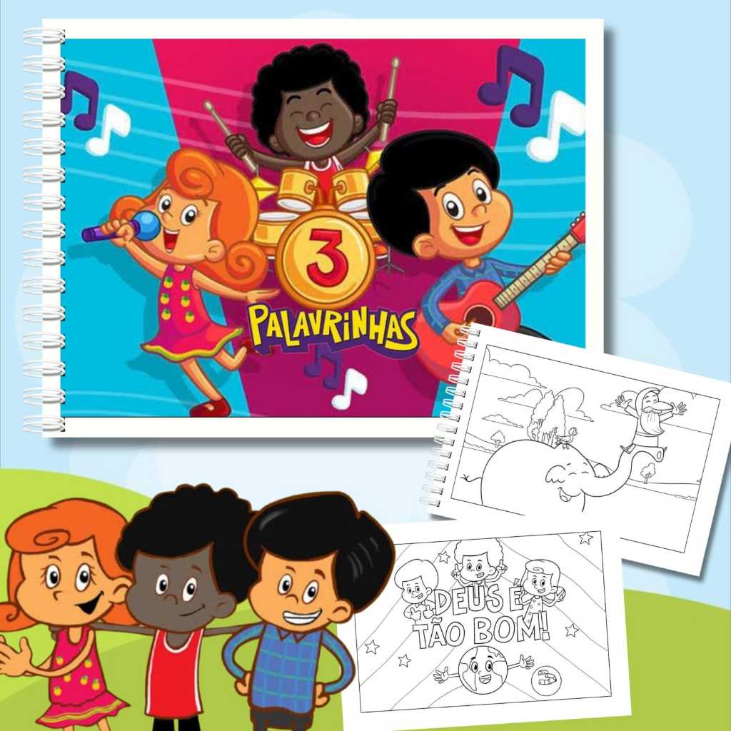 Livro de Colorir 3 Palavrinhas – Infantil, Educativo e Cristão