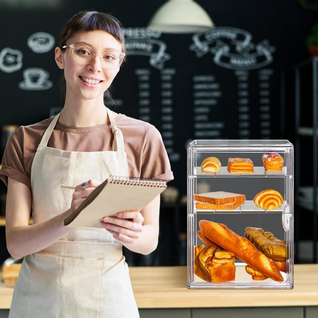 Caixa de Exibicao Acrllico Grande Capacidade Transparente com Suporte Ajustavel para Torradas Coleges Bonecos