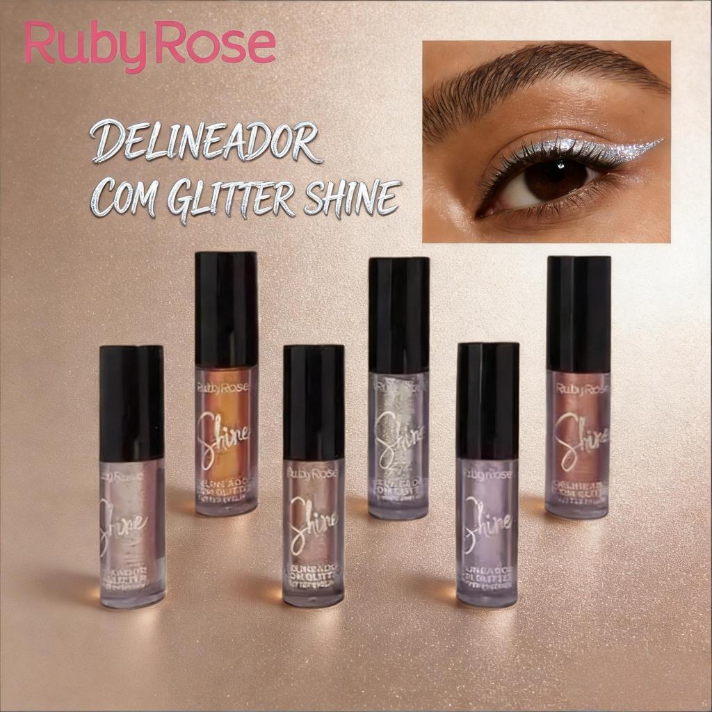Delineador Brilhante Ruby Rose - Tons Coloridos para Olhos Marcantes HB-F8416 em Oferta na Shopee