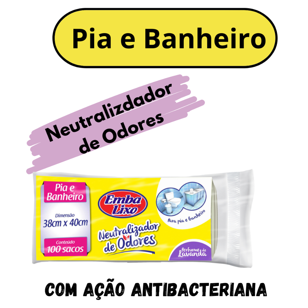 Saco de Lixo Pia e Banheiro com Neutralizador de Odor - 100 unidades - EMBALIXO em Oferta na Shopee