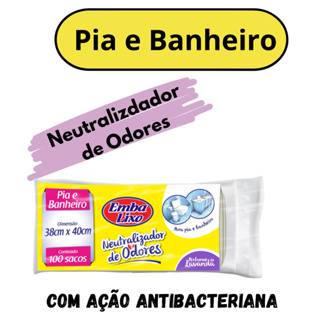 Saco de Lixo Pia e Banheiro com Neutralizador de Odor - 100 unidades - EMBALIXO em Oferta na Shopee