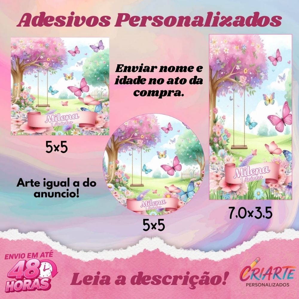 Jardim Encantado - Kit com 40/60/100 UND de Adesivos Personalizados S/RECORTE - Envio Rápido em Oferta na Shopee