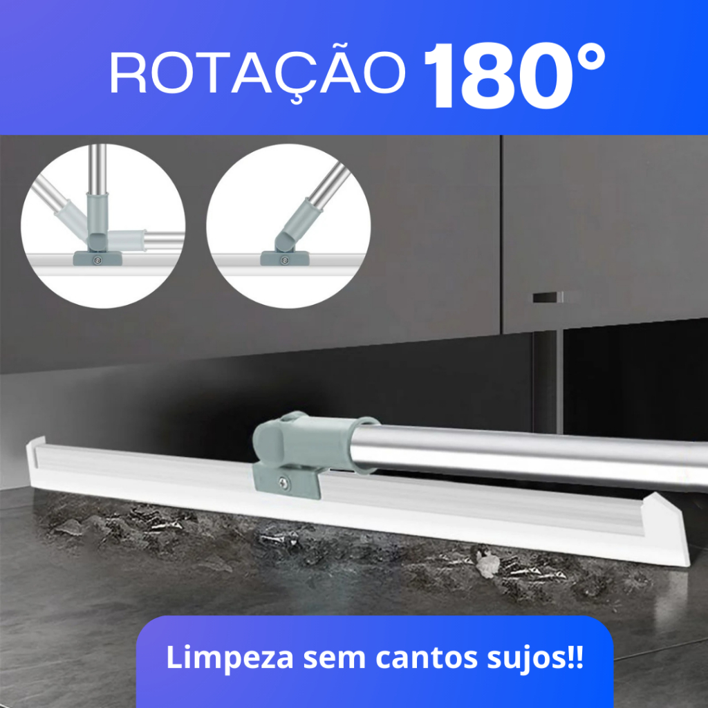 Rodo de Silicone Multiuso 100cm-150cm 2 em 1 Vassoura e Limpador de Vidros para Uso Seco e Molhado