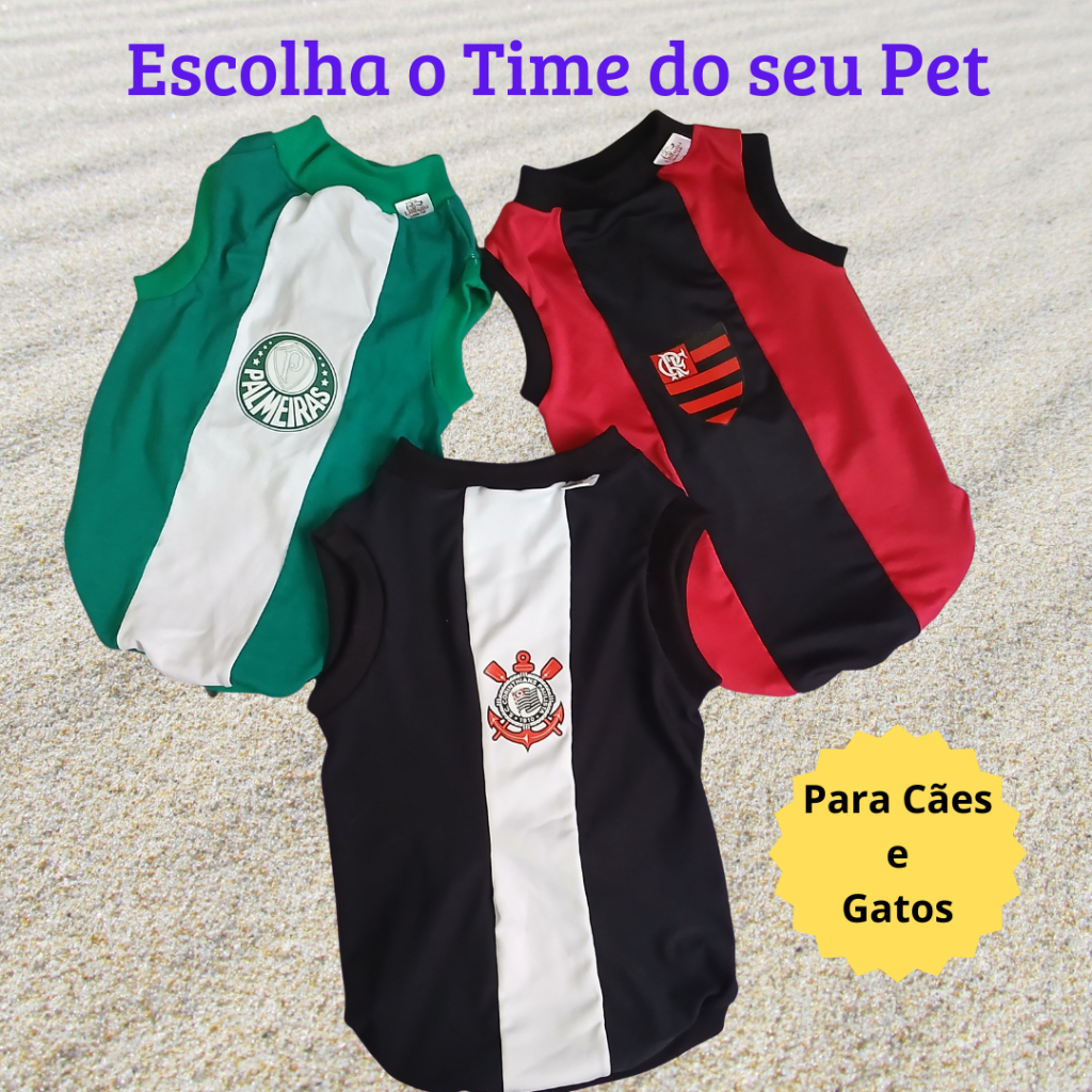 Roupinha Blusa Pet Time Futebol Camiseta Regata em Malha Roupa Pet para Cães e Gatos em Oferta na Shopee