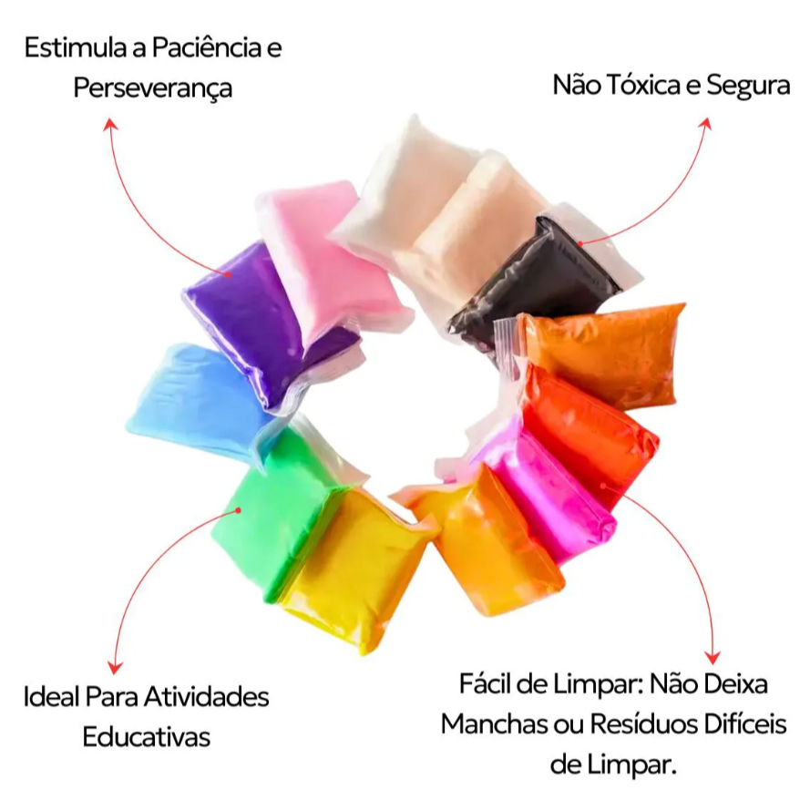 Massinha de Modelar EVA - 12 cores com ferramentas