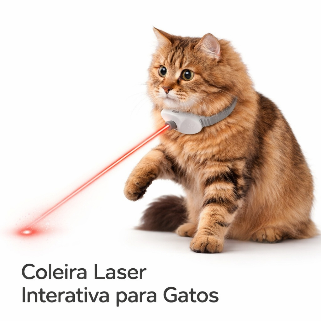Coleira Laser Interativa Para Gatos Brinquedo Caça Antiestresse Recarregável USB Ajustável