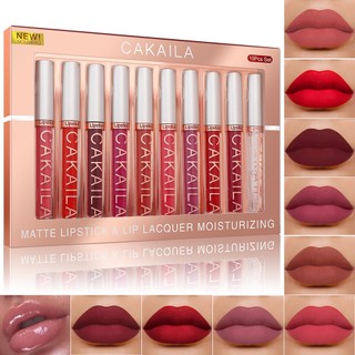 Conjunto de 10 batons líquidos matte, longa duração de 24 horas, à prova d'água, não tran…