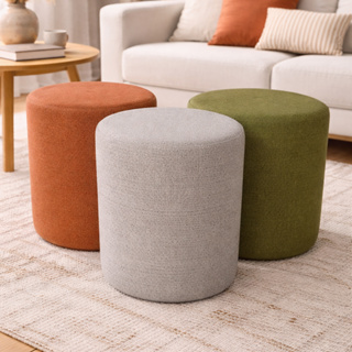 Puff Decorativo Redondo em Linho Confortável para Sala e Quarto em Oferta na Shopee