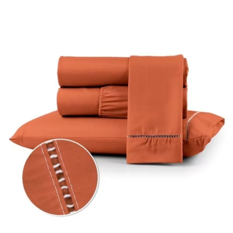 Kit lençol extra macio 400 fios micropercal com ponto palito vários tamanhos