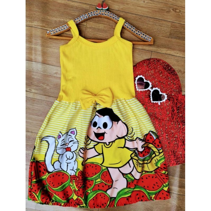 Vestido Temático Infantil personagens festa em Oferta na Shopee