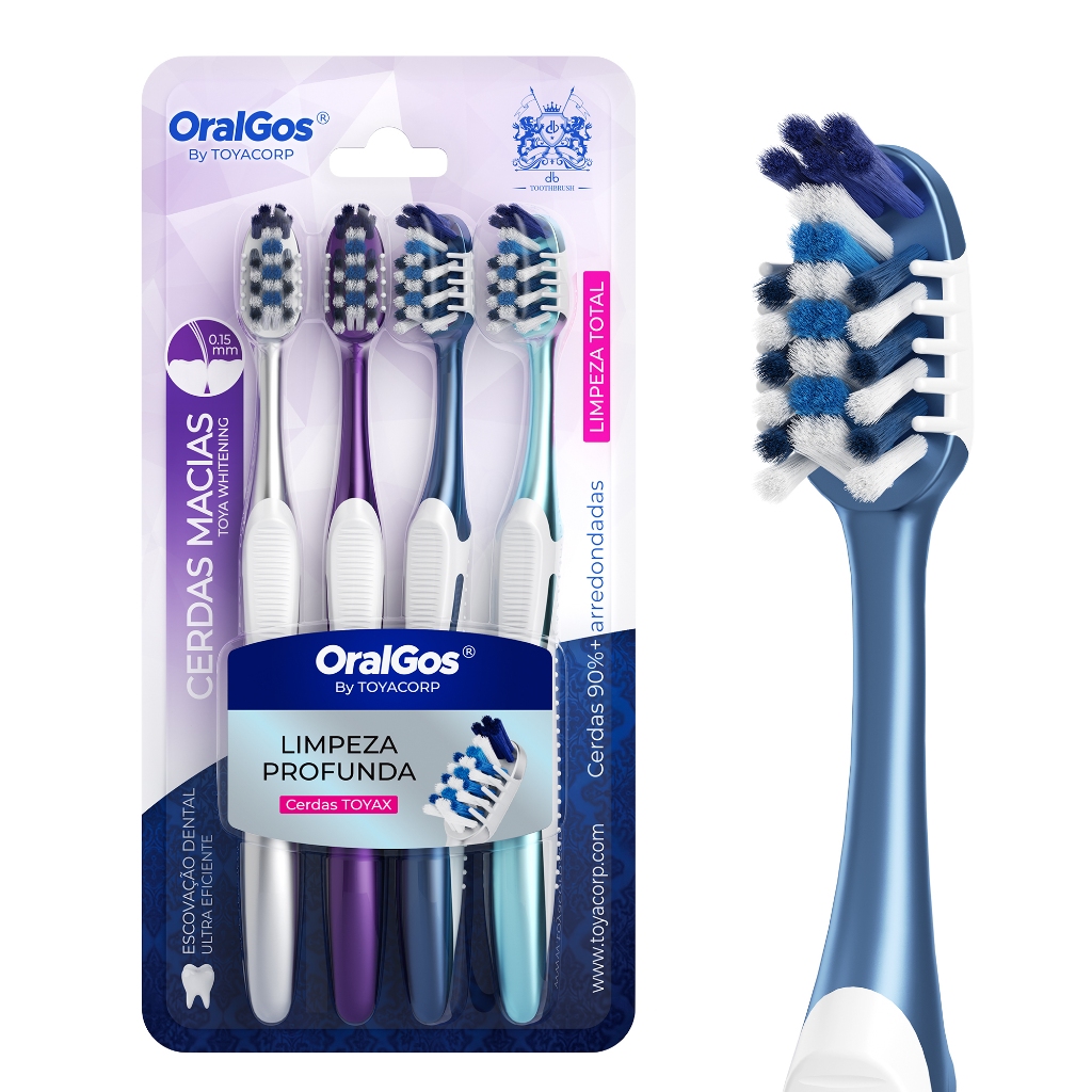 OralGos Escova Dental Ultrafina,Cerdas Ultramacias para Boca Sensível,Cabo Curvo Ergonômico