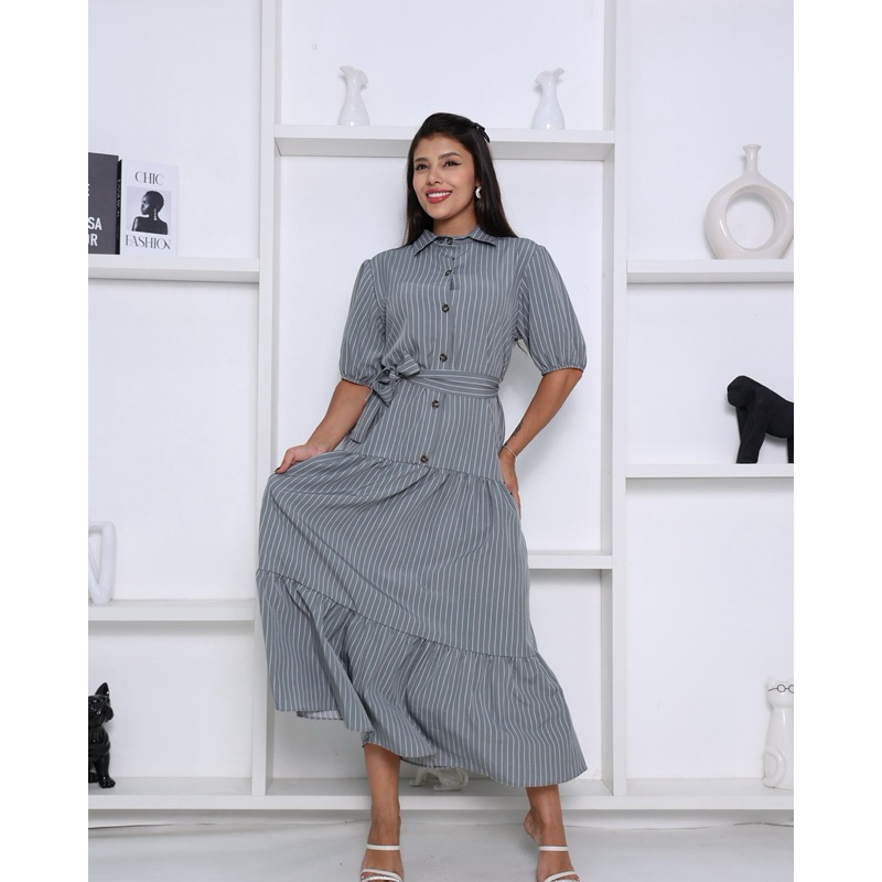 VESTIDO EVANGÉLICO CHAMISE COM BABADO - LONGO