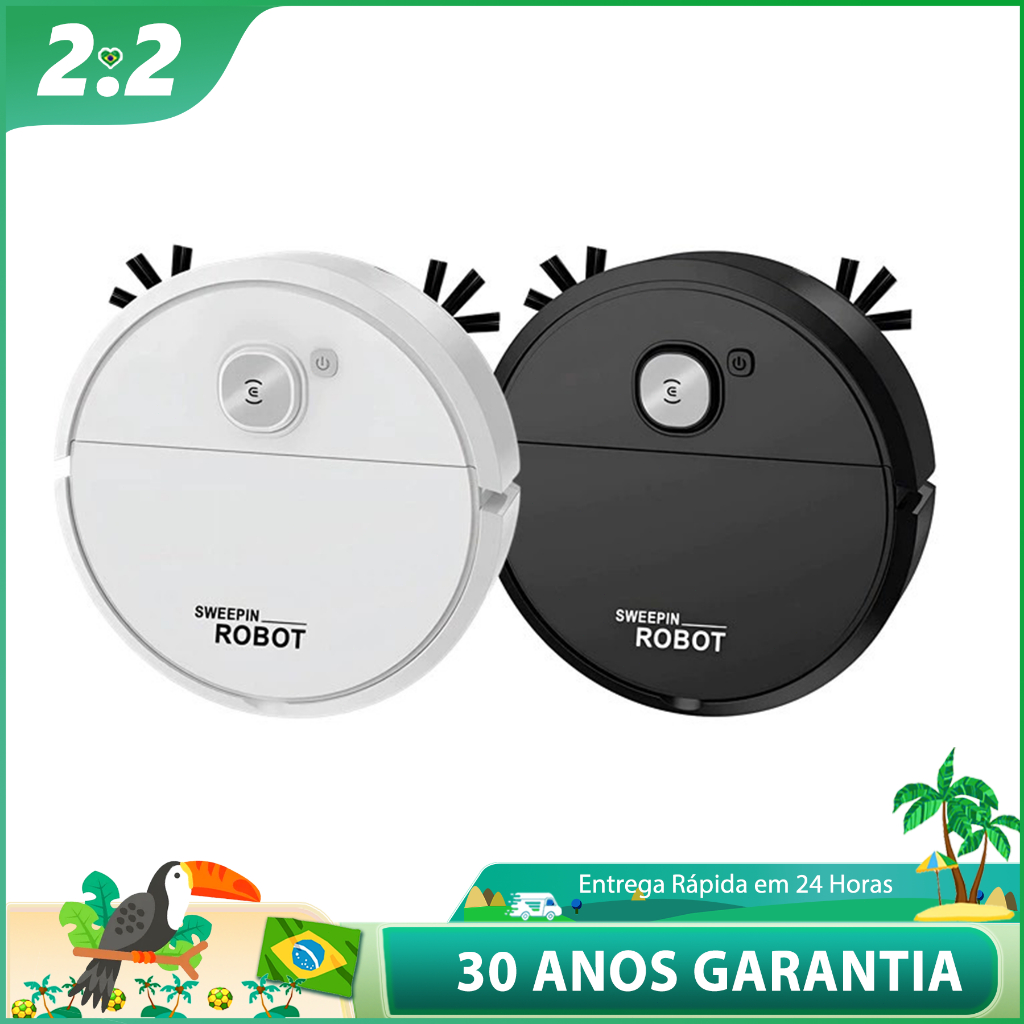 Imagem Robô Aspirador 3 em 1 Varre, Aspira e Passa Pano - Limpeza Automática Inteligente e Silenciosa - Para Casa e Apartamento