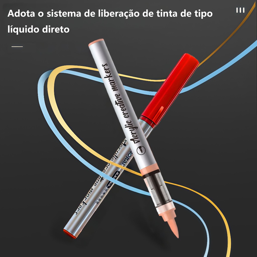 Kit Canetas Brush Lettering 24‑60 Cores Ponta Pincel Anti Estresse Escolar Artístico — imagem 2 de 2