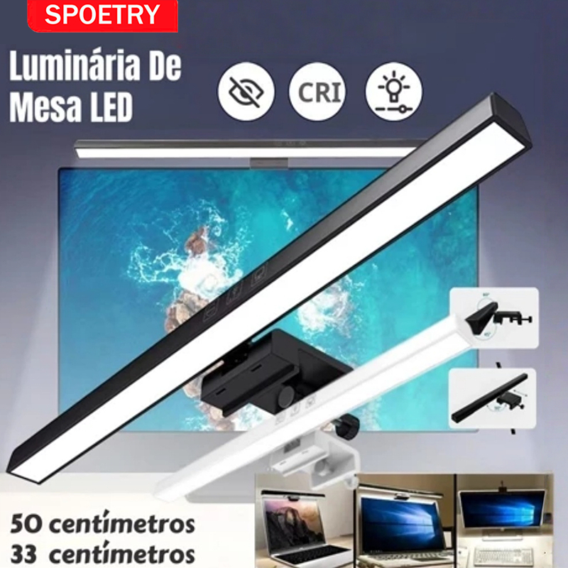 Lâmpadas de leitura de computador Lâmpadas 33/50cm de tela LED Lâmpadas de mesa de 3 cores ajustáveis Lâmpadas