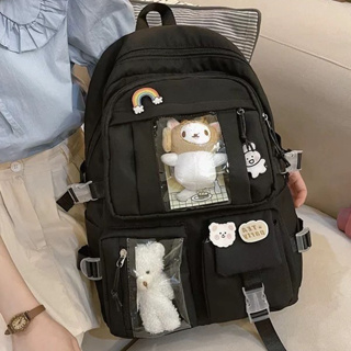 Mochila Feminina Escolar Passeio Coreano Grande Capacidade Com pingente de urso em Oferta na Shopee