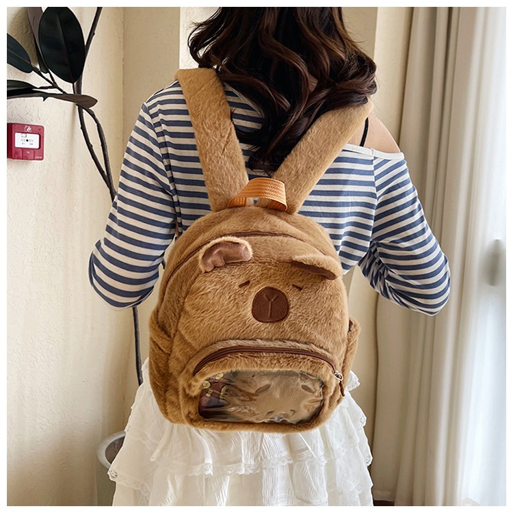 Mochila pelúcia capivara adorável infantil aconchegante — imagem 2 de 2