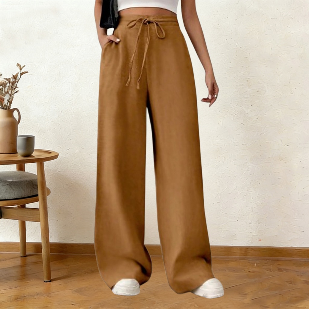 SV Calça Pantalona Feminina Elegante em tecido Marrante Comprimento Longo roupa de Verão em Oferta na Shopee