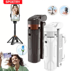 Bastão de Selfie e Tripé Suporte de Chão Portátil Anti-Vibração para Fotogr Com Luz LED - Controle Remoto, Rotação 360°
