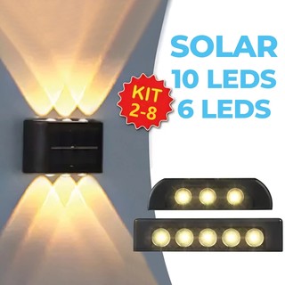 Kit 2~8 Luminárias Solares｜6/10 LED, Luz Quente à Prova d‘Água para Parede Externa
